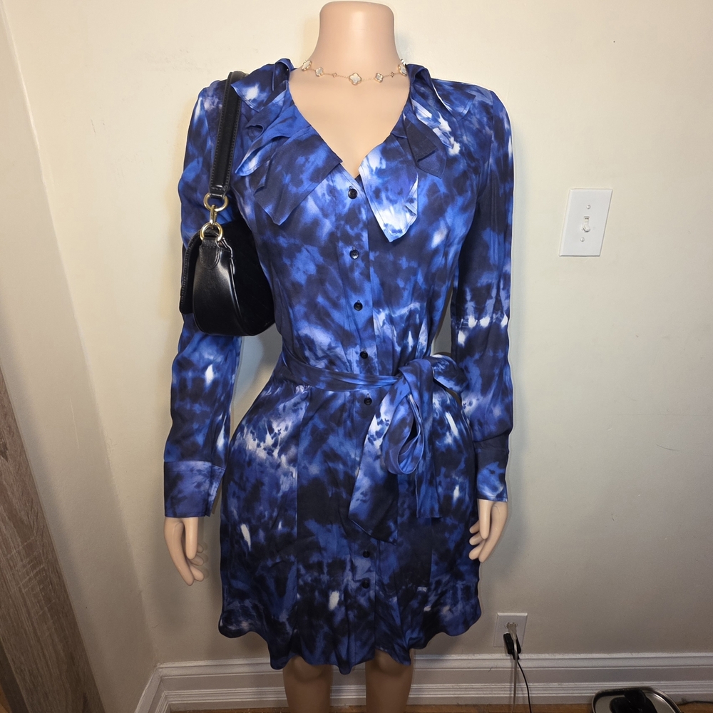 ☆Elie Tahari Blue & Black Marble Midi Dress☆